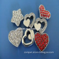 Compet Produce 10 mm Rhinestone Heart Slide Charms with Zinc Alloy Material
